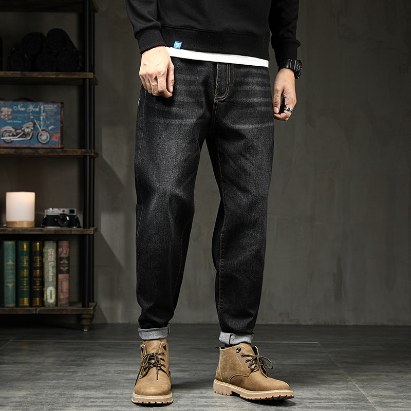 Plus Size Loose Fit Stretch Harem Jeans for Men