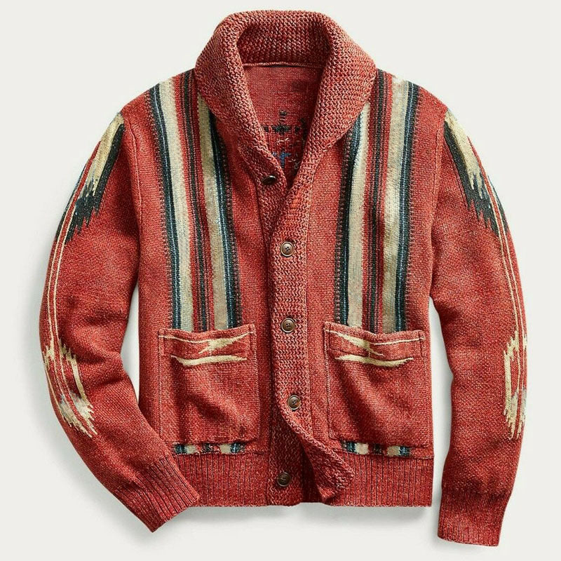 Men's Classic Jacquard Lapel Sweater