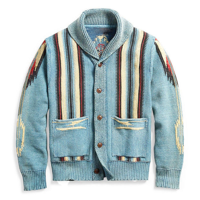 Men's Classic Jacquard Lapel Sweater