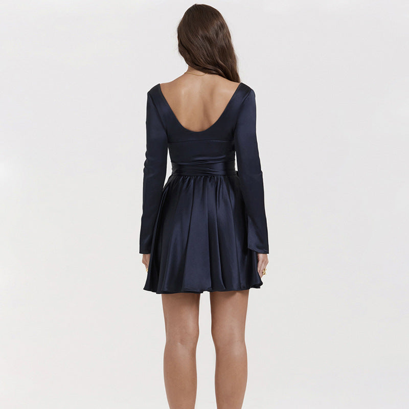 Chic V-Neck Backless Tie-Waist Dress