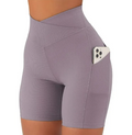 Women's Cross-Waist Yoga Shorts with Pockets